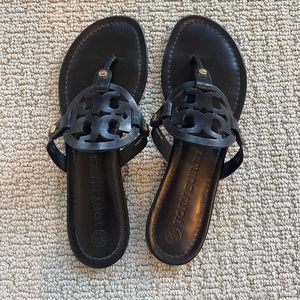 Tory Burch Miller Sandals, Black, Size 9.5